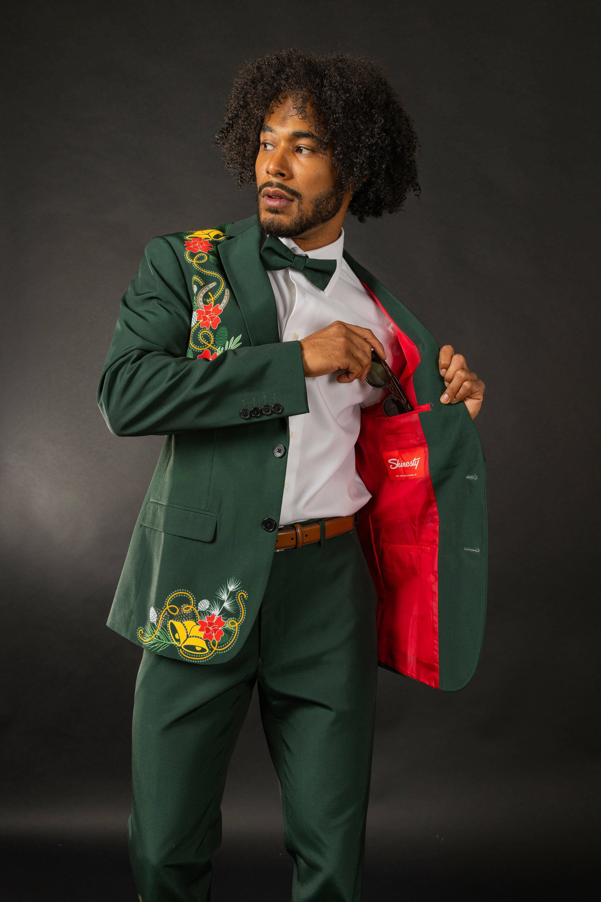 Shinesty Men's Suit - Dark Green Holiday Placement