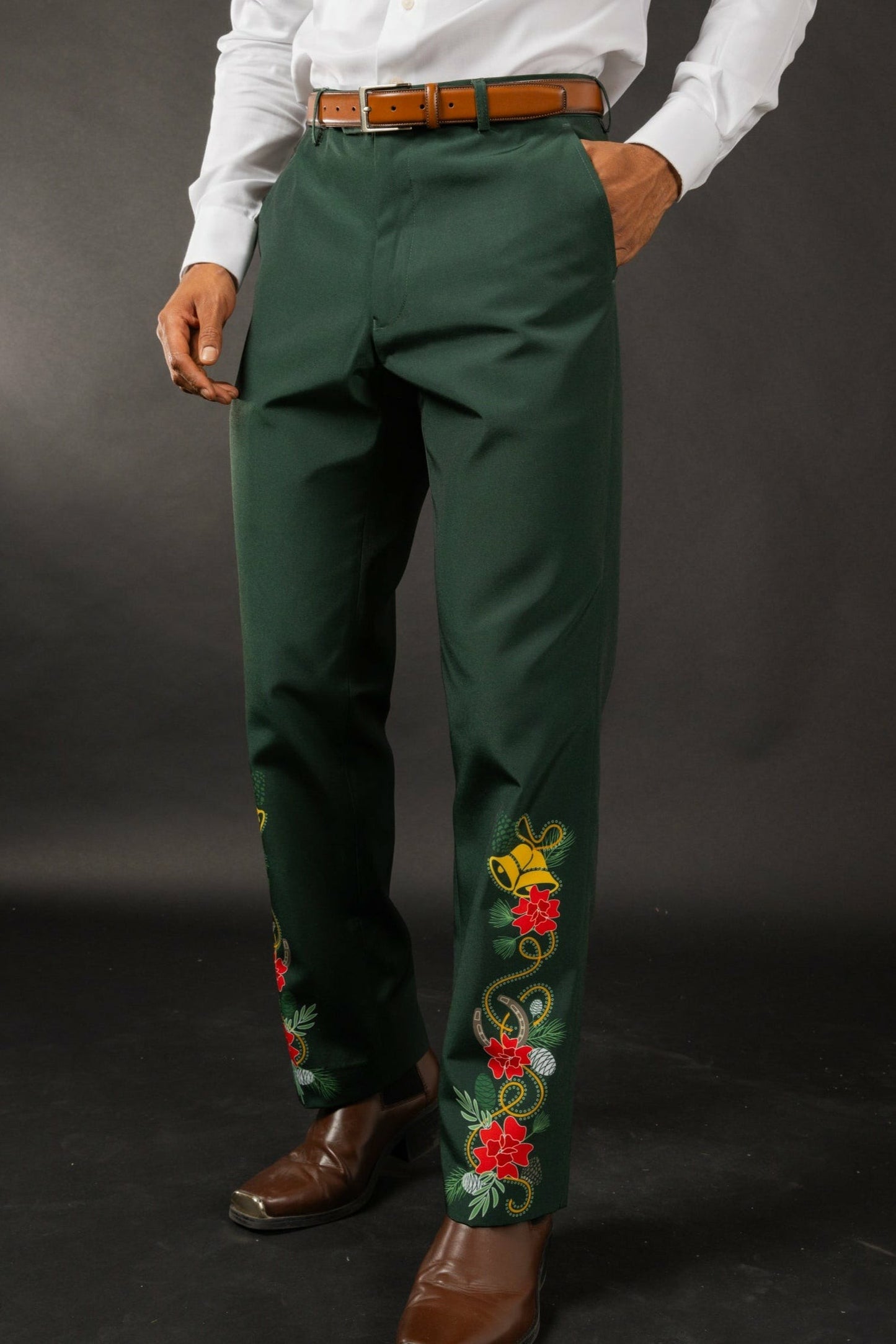 Shinesty Men's Suit Pants - Dark Green Holiday Placement