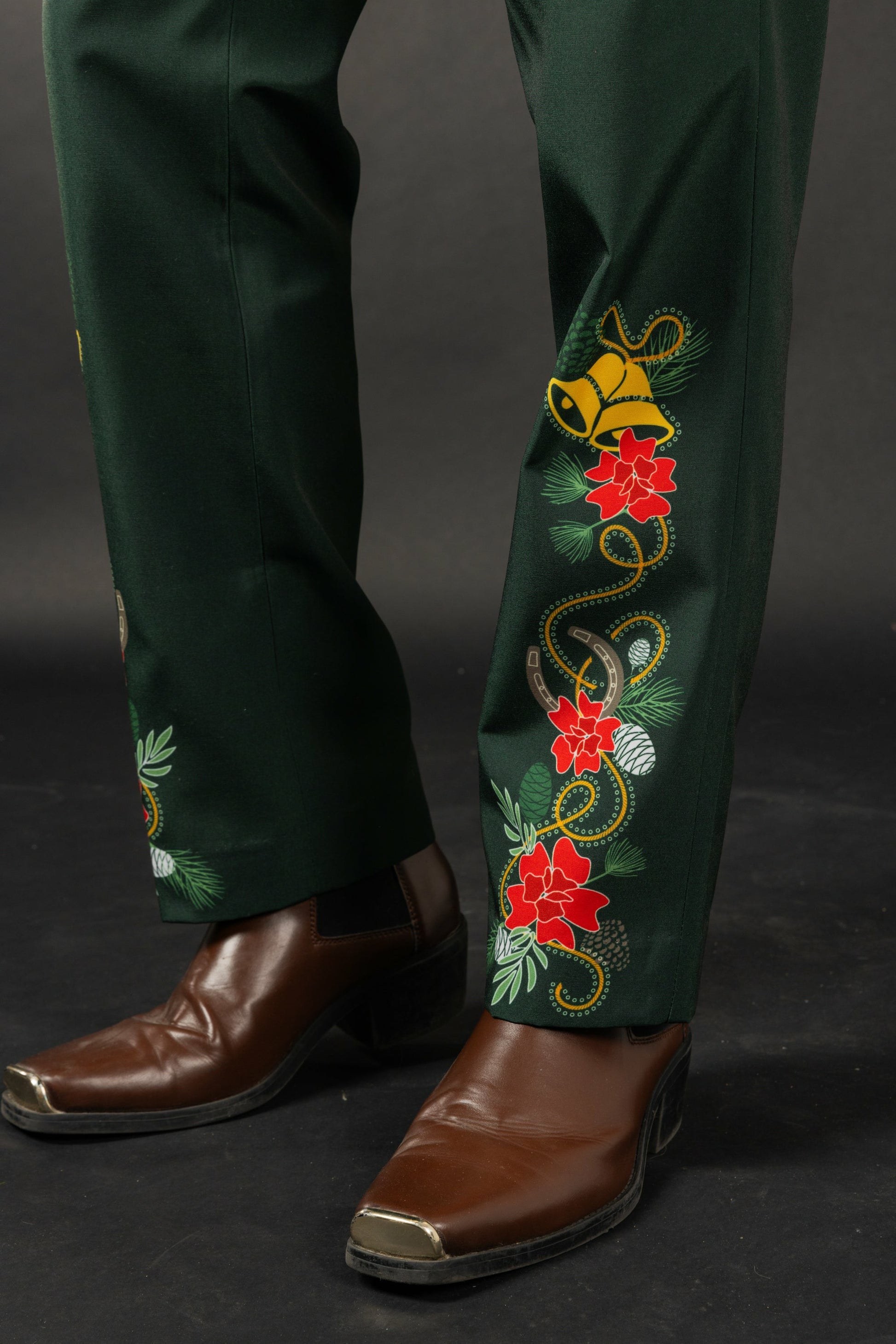 Shinesty Men's Suit Pants - Dark Green Holiday Placement