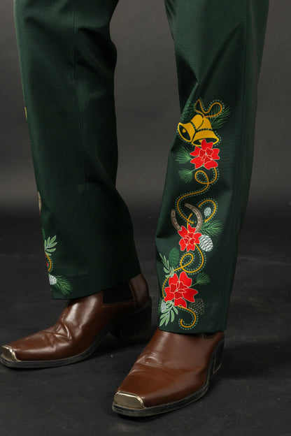 Shinesty Men's Suit Pants - Dark Green Holiday Placement