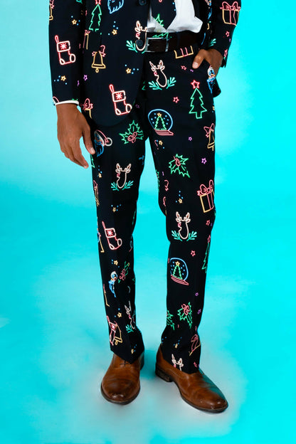Shinesty Men's Suit Pants - Neon Lights Christmas