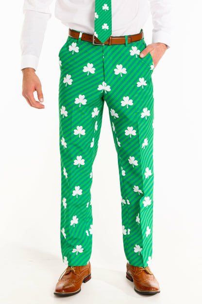 Shinesty Men's Suit Pants - Diagonal Striped Clovers