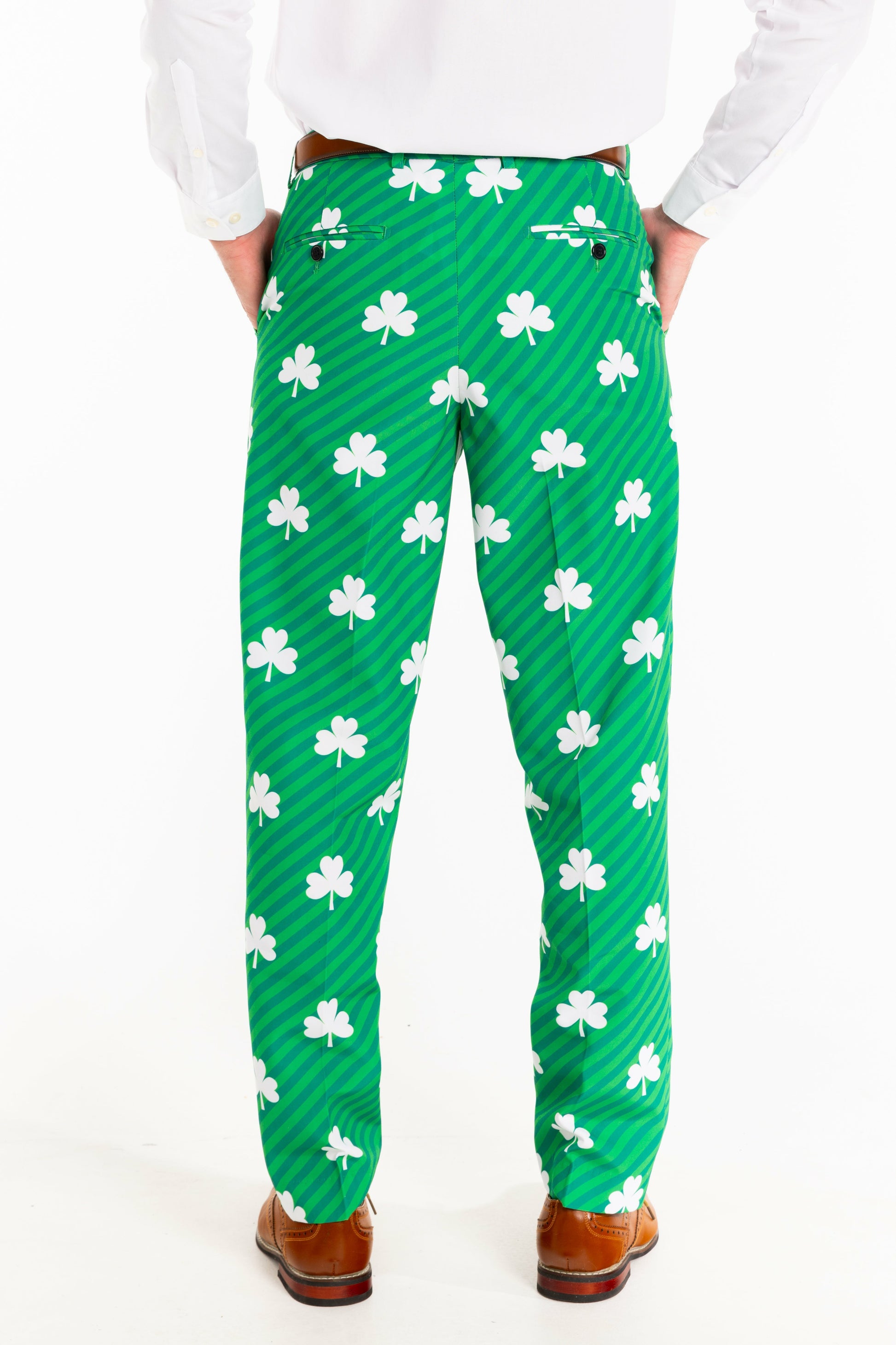 Shinesty Men's Suit Pants - Diagonal Striped Clovers