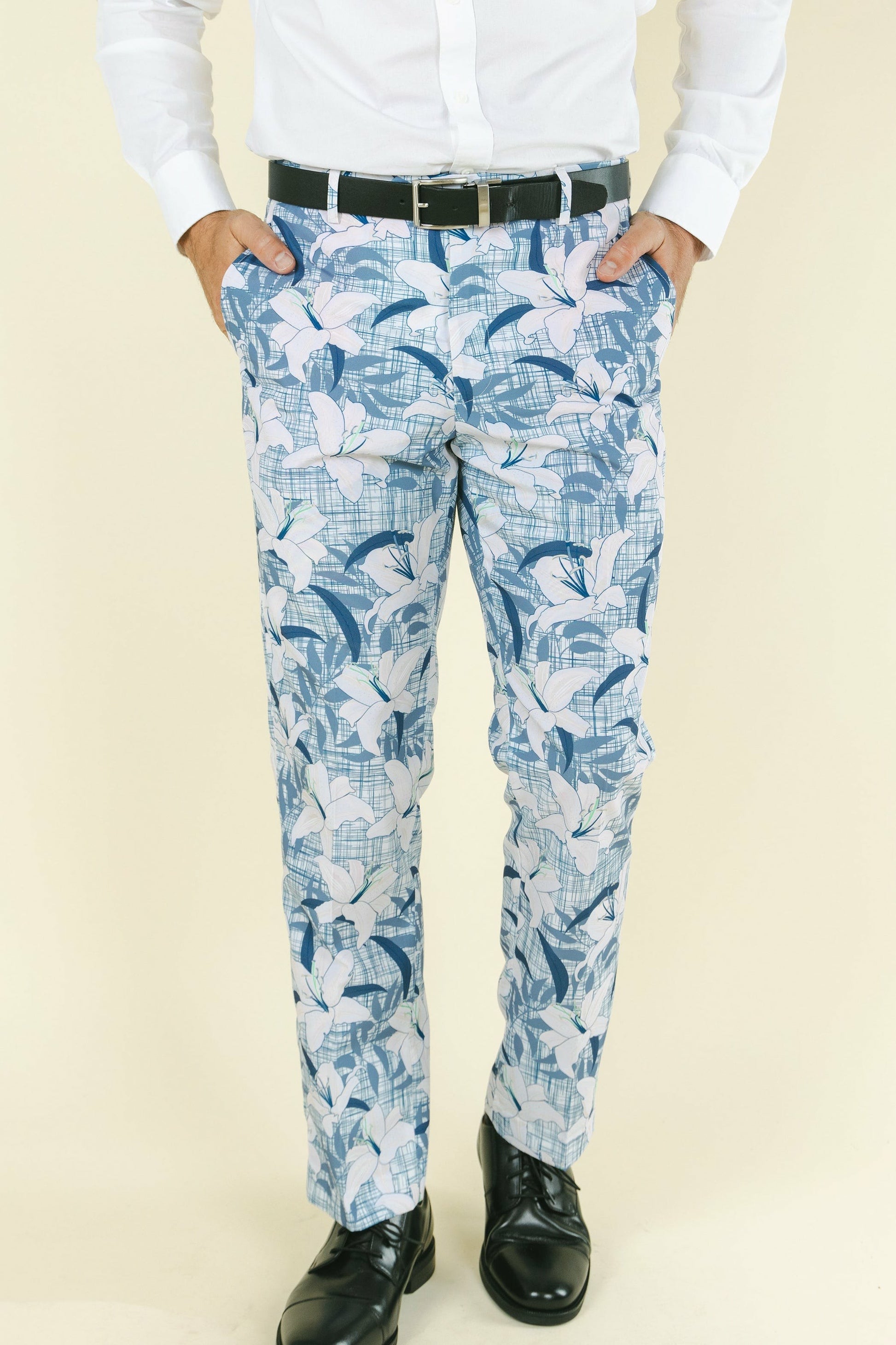 Shinesty Men's Suit Pants - Crosshatch Lilies