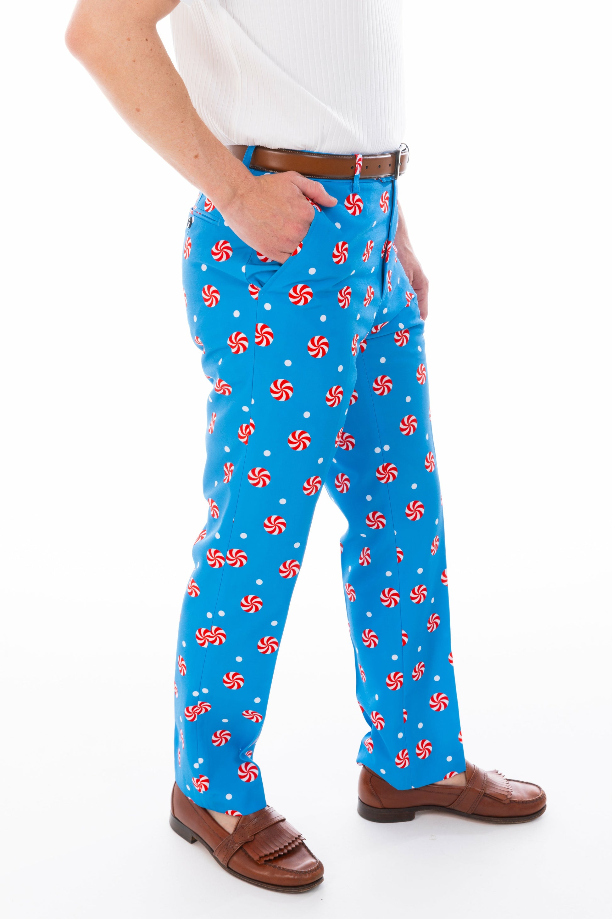 Shinesty Men's Suit Pants - Holiday Peppermint