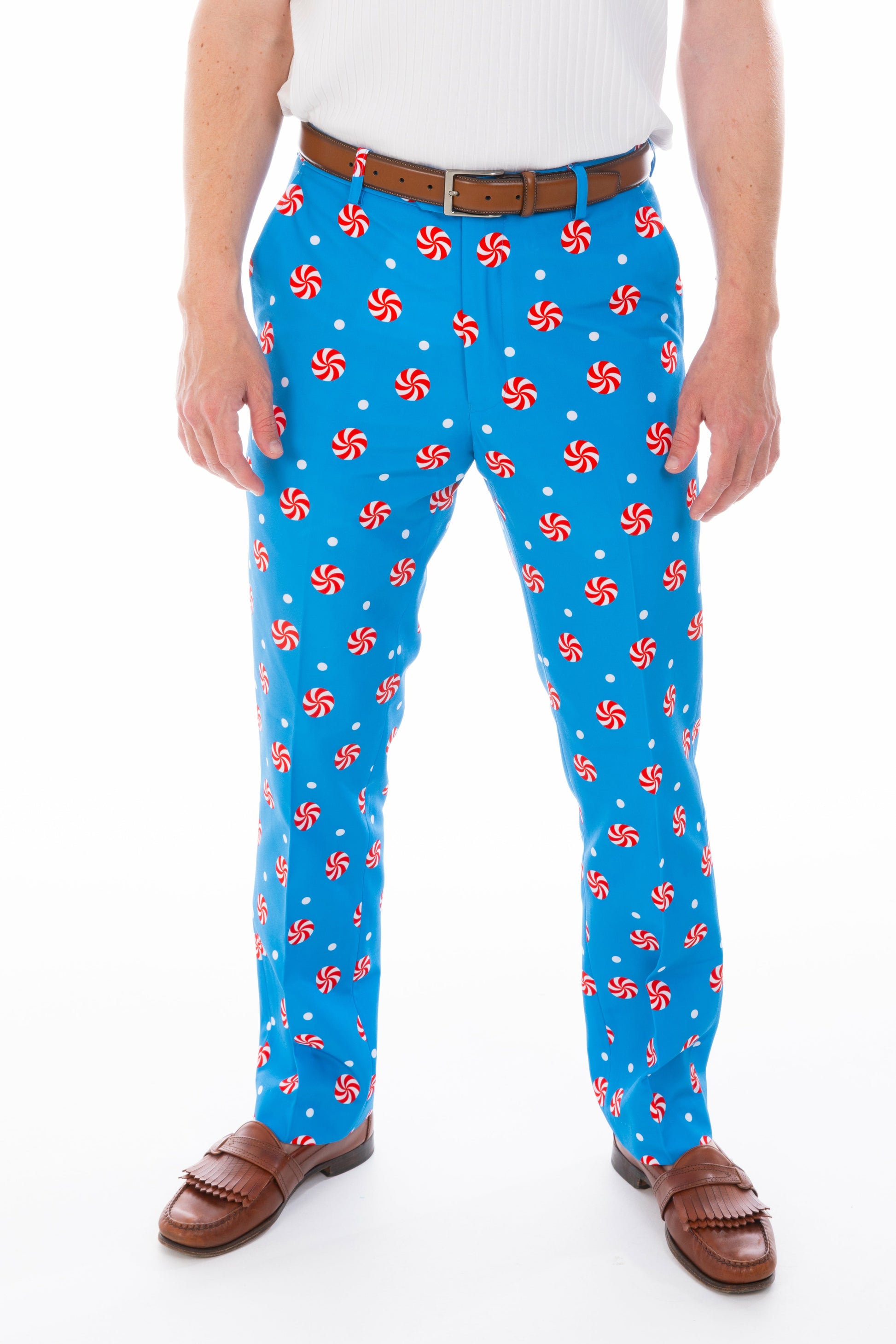 Shinesty Men's Suit Pants - Holiday Peppermint