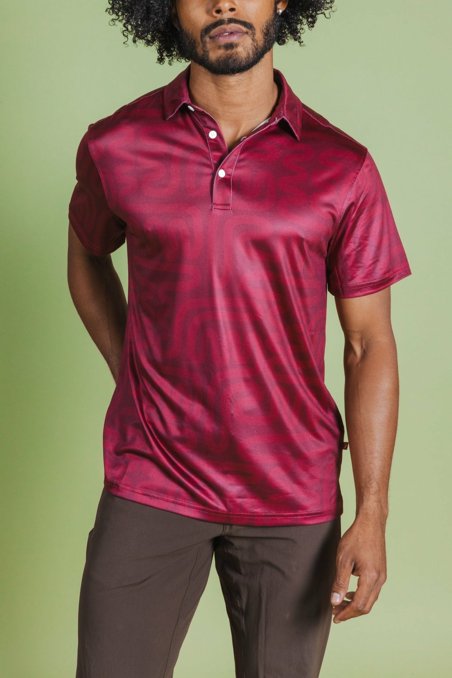 Shinesty Red Abstract Polo Shirt - The Retro Active
