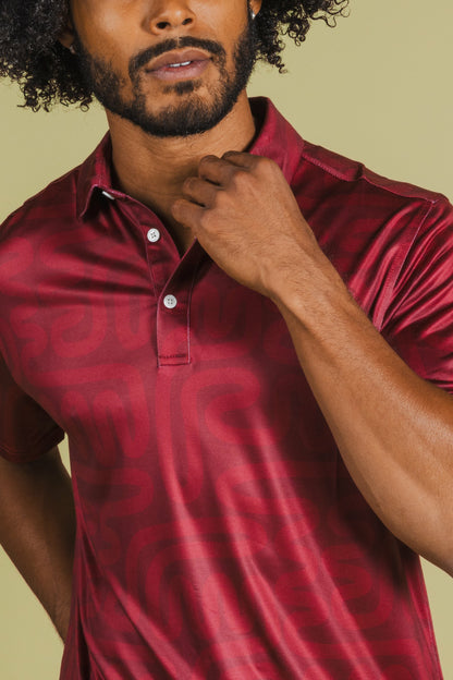 Shinesty Red Abstract Polo Shirt - The Retro Active