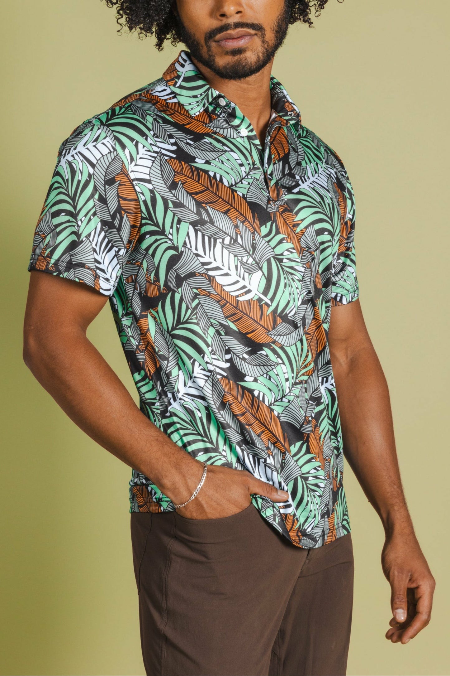 Shinesty Tropical Leaves Polo Shirt - The Botanist
