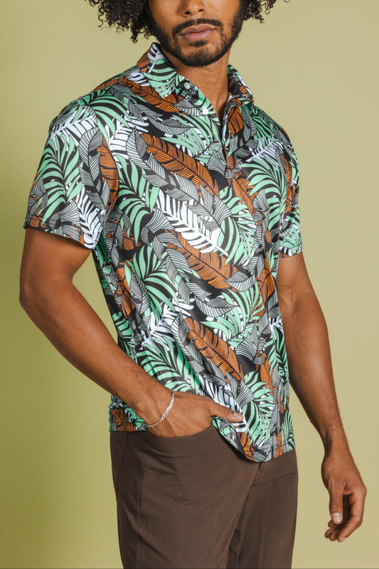 Shinesty Tropical Leaves Polo Shirt - The Botanist