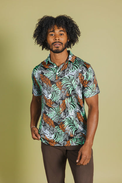 Shinesty Tropical Leaves Polo Shirt - The Botanist