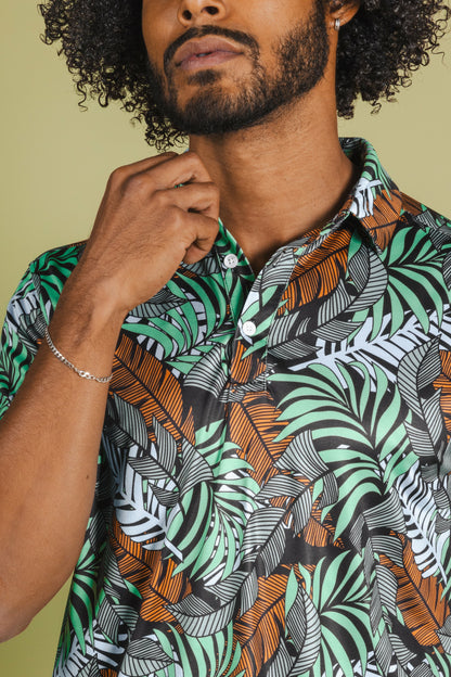 Shinesty Tropical Leaves Polo Shirt - The Botanist