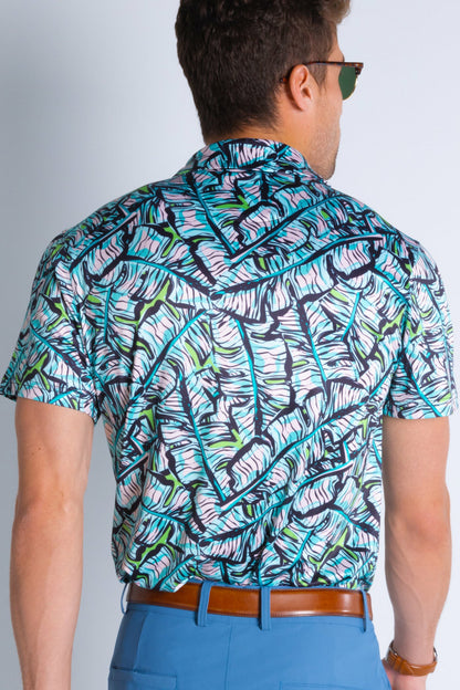 Shinesty Blue Tropical Polo Shirt - The Easy Breezy
