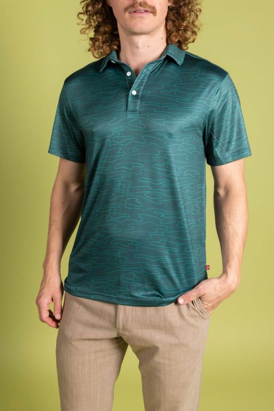Shinesty Golf Holes Topography Polo Shirt - The Green Tea