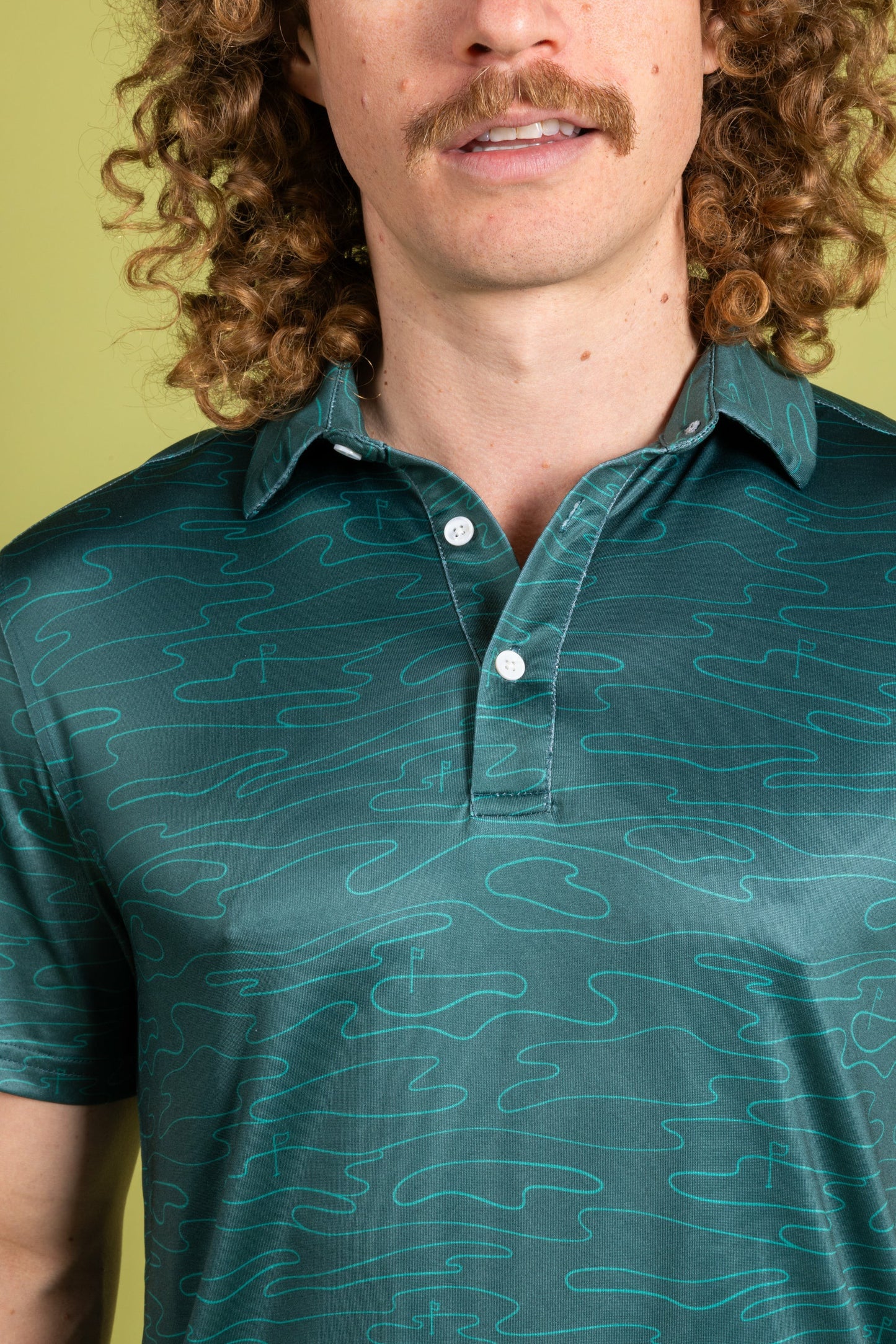 Shinesty Golf Holes Topography Polo Shirt - The Green Tea
