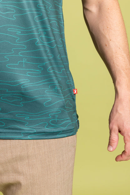 Shinesty Golf Holes Topography Polo Shirt - The Green Tea