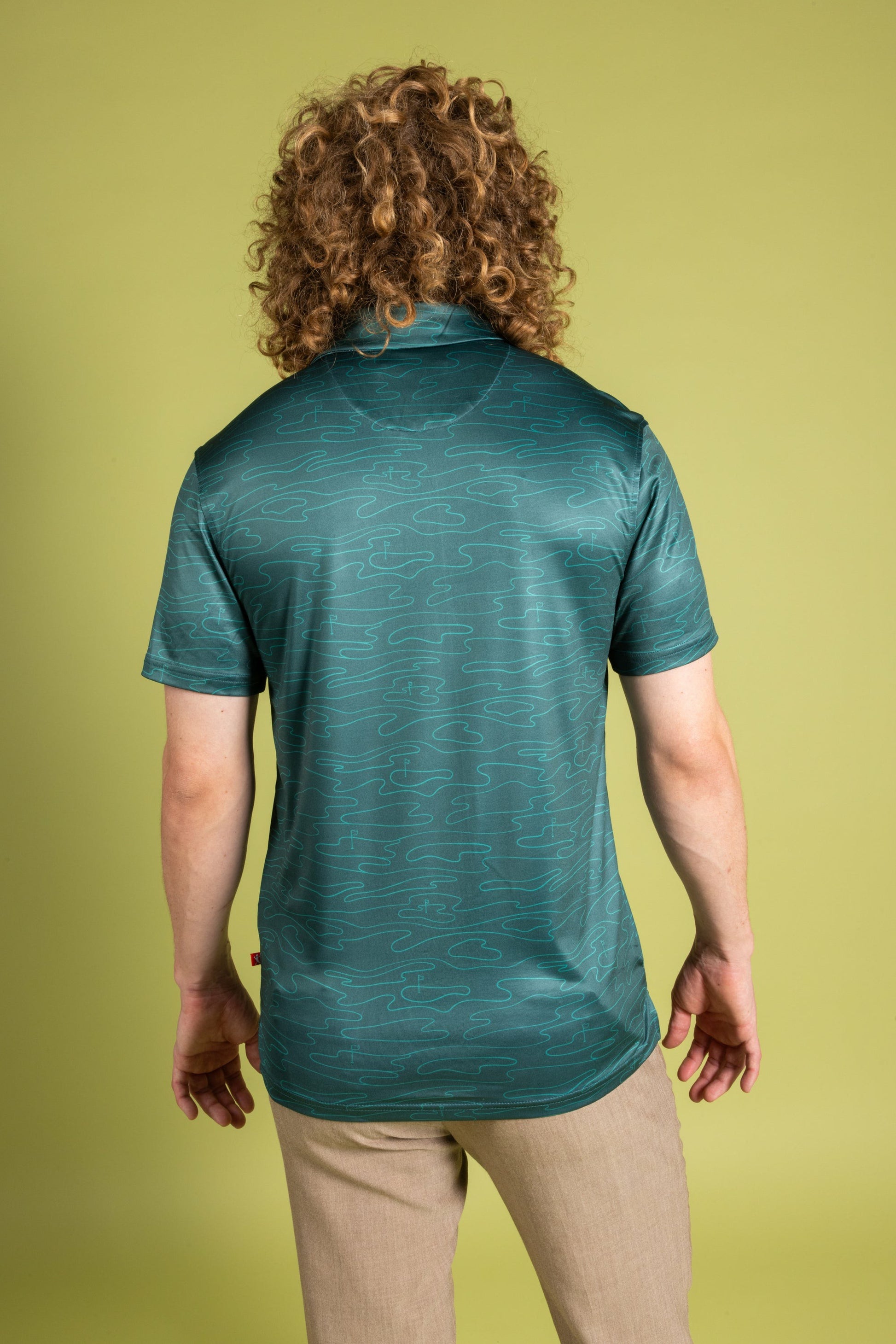 Shinesty Golf Holes Topography Polo Shirt - The Green Tea
