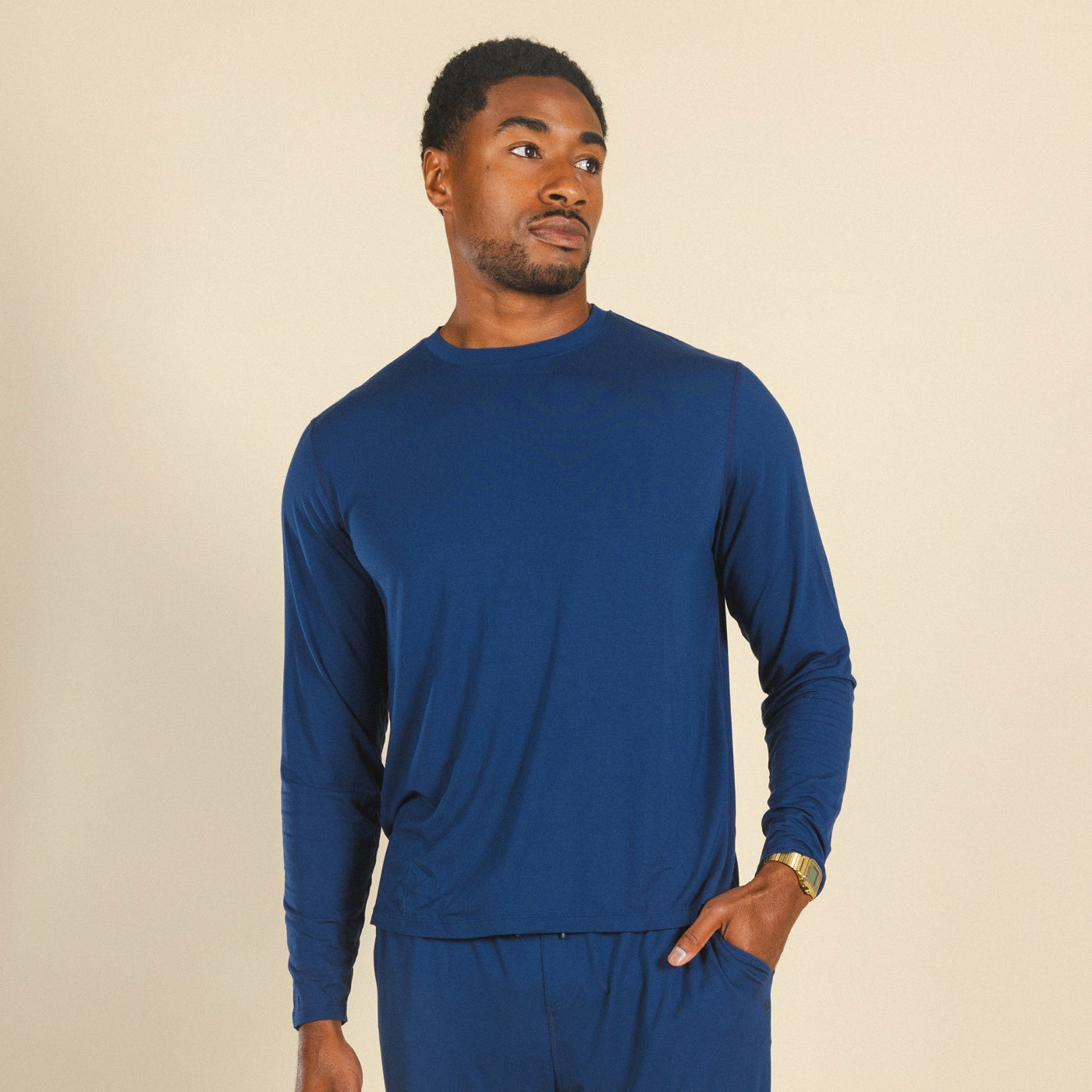 Shinesty Navy Long Sleeve Sleep Shirt - The Big Blue