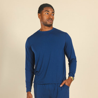 Shinesty Navy Long Sleeve Sleep Shirt - The Big Blue