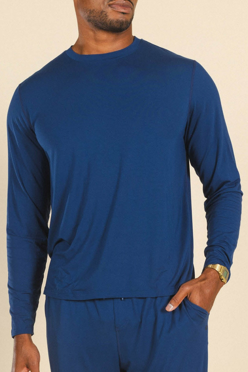 Shinesty Navy Long Sleeve Sleep Shirt - The Big Blue