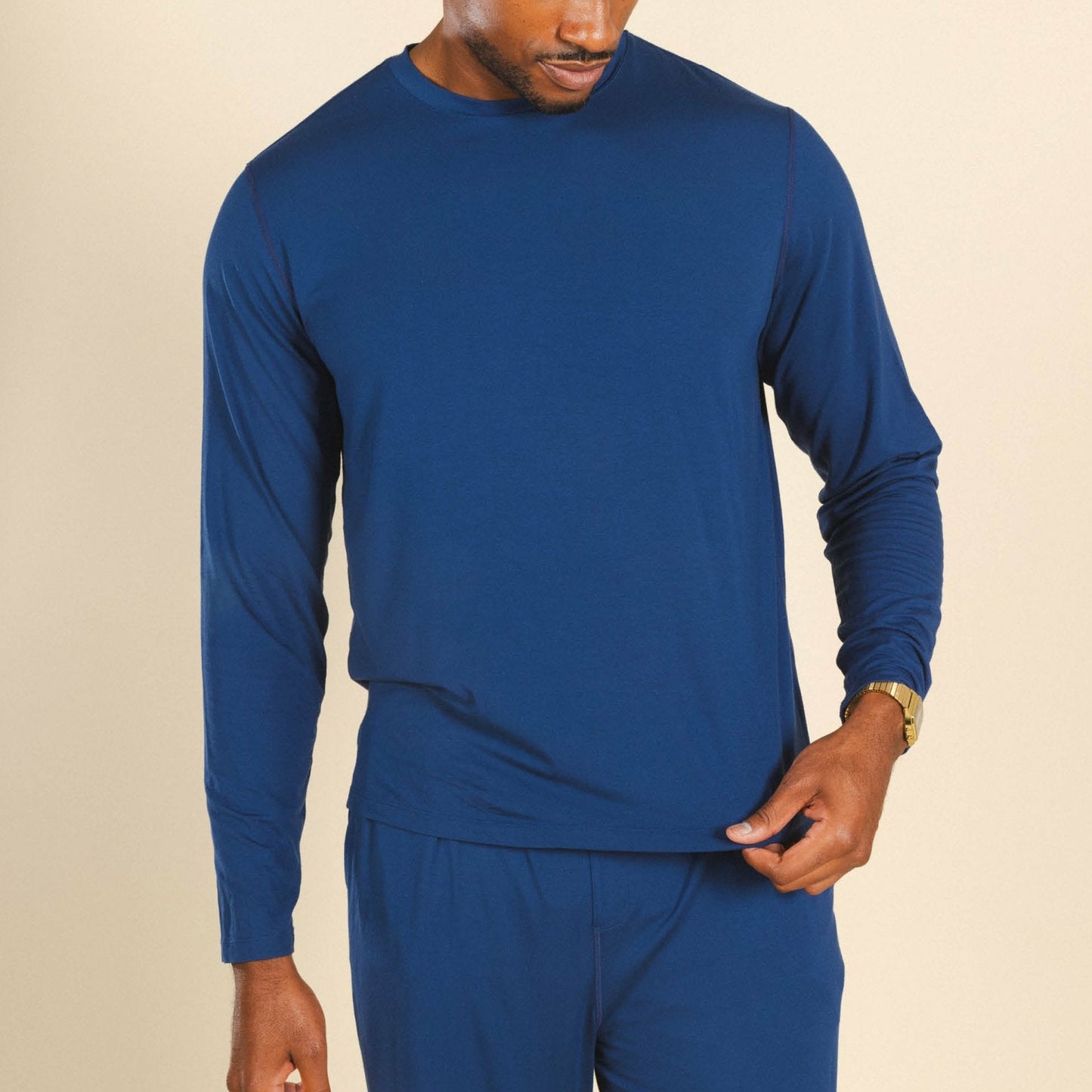 Shinesty Navy Long Sleeve Sleep Shirt - The Big Blue