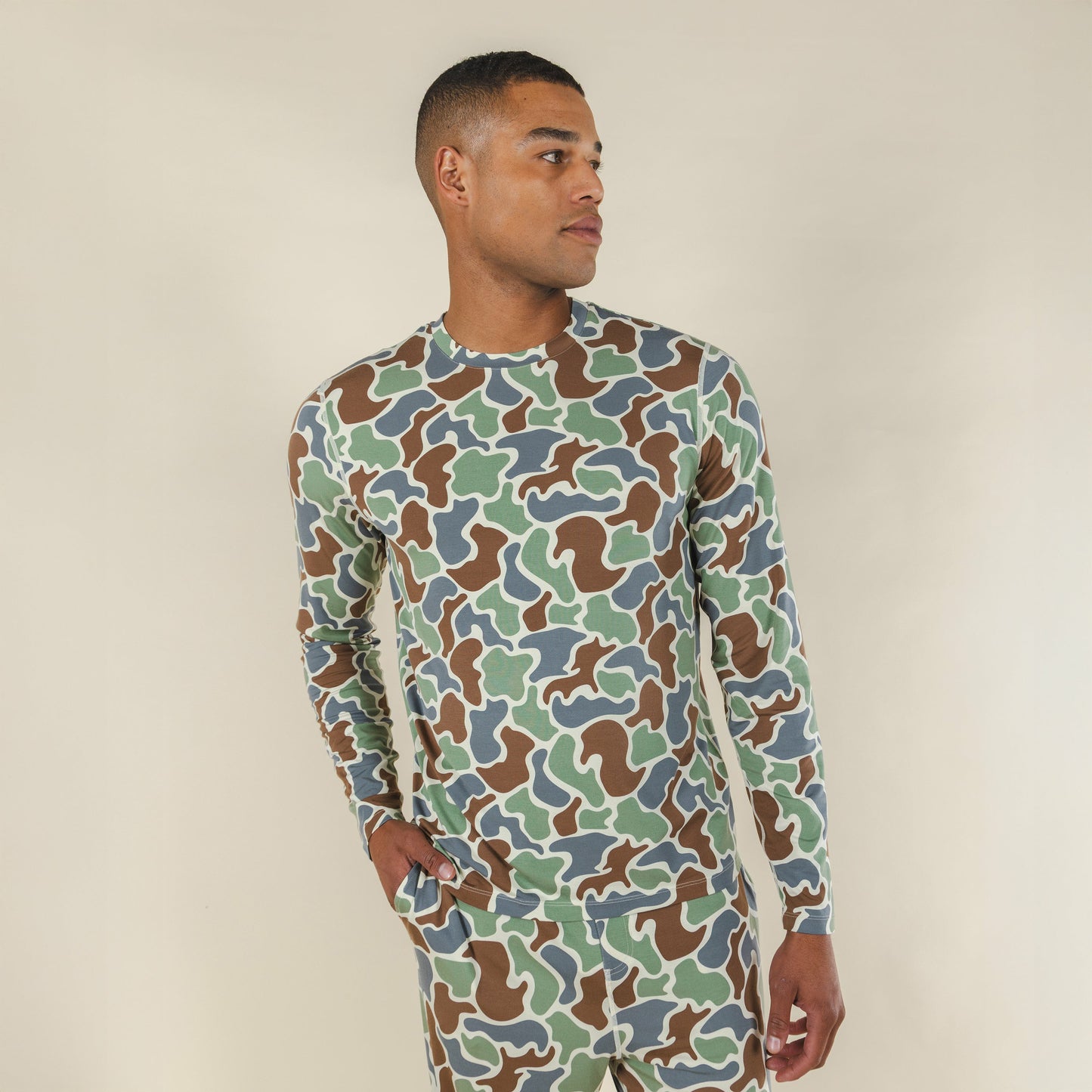 Shinesty Long Sleeve Sleep Shirt - Grey Duck Camo