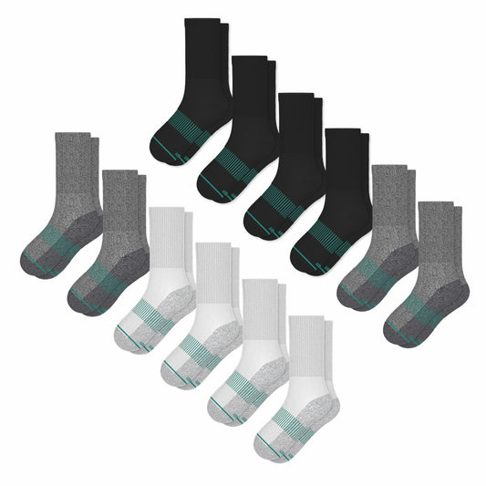 Shinesty Black, Gray and White Heel Hammock™ Crew Socks 12 Pack - The Staple