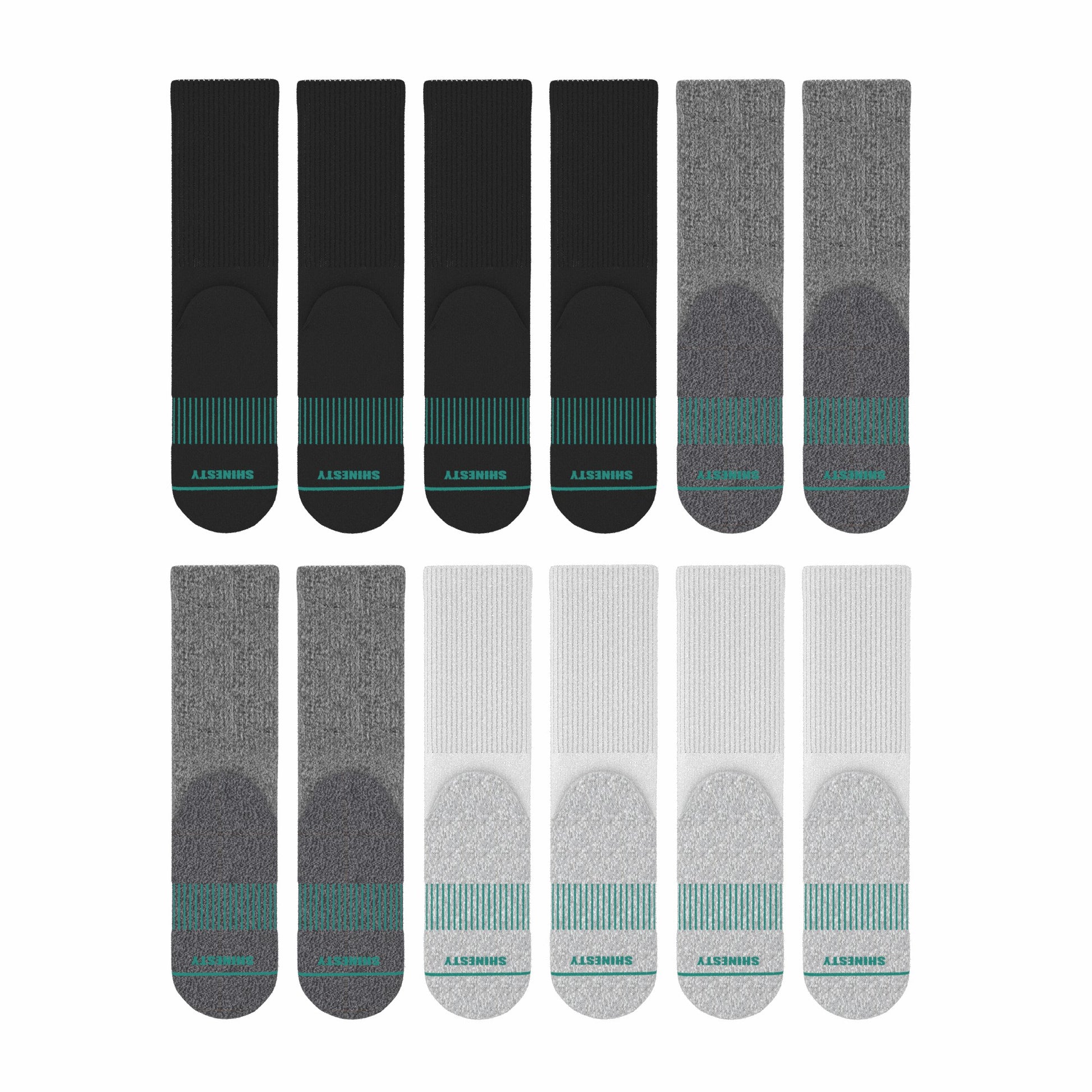Shinesty Black, Gray and White Heel Hammock™ Crew Socks 12 Pack - The Staple