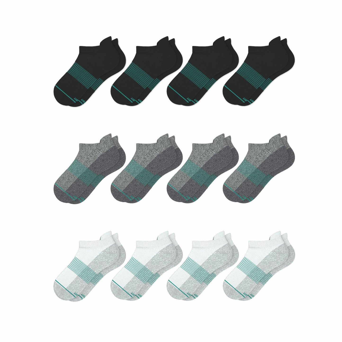 Shinesty Black, Gray and White Heel Hammock™ Ankle Socks 12 Pack - The Staple