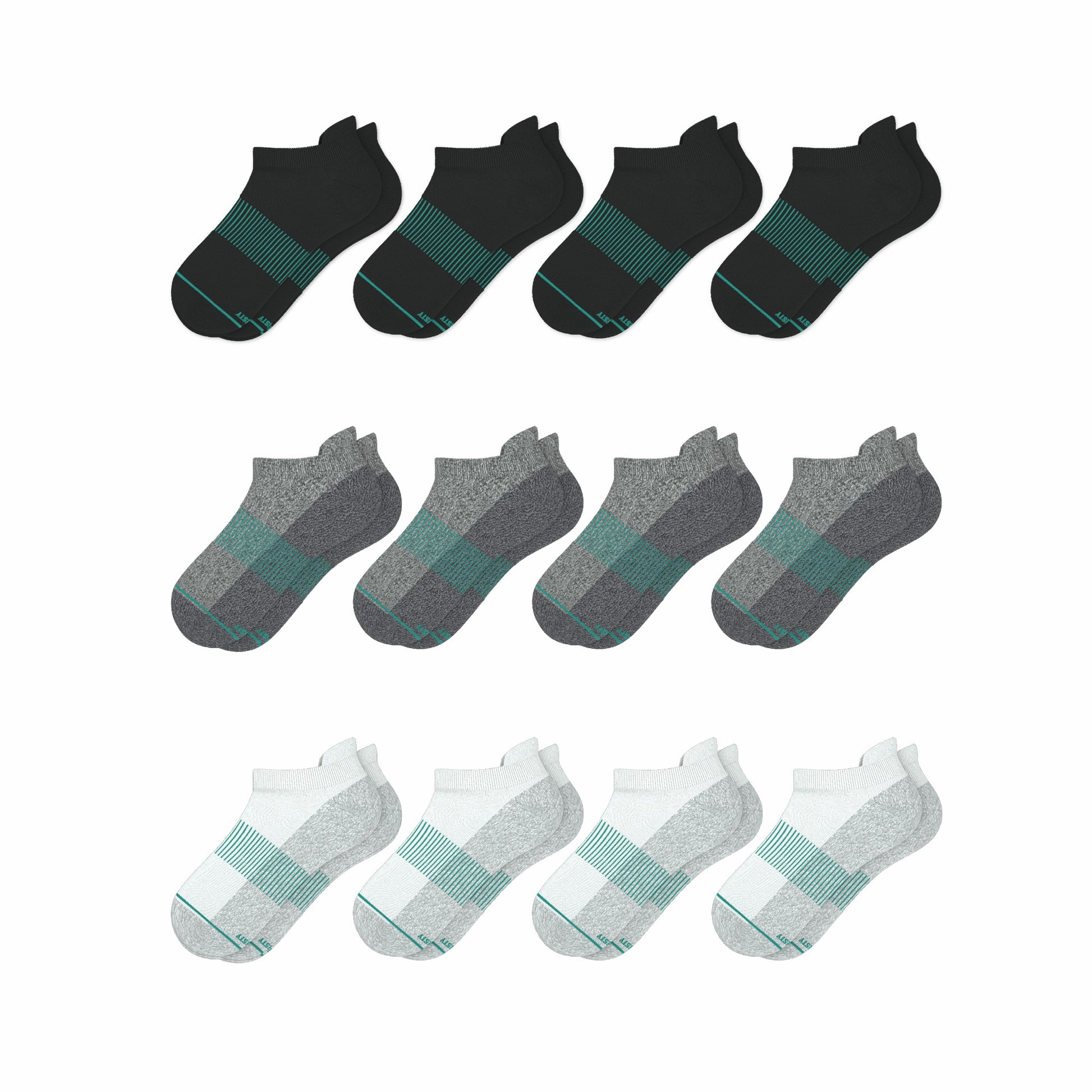 Shinesty Black, Gray and White Heel Hammock™ Ankle Socks 12 Pack - The Staple