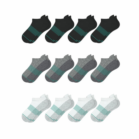 Shinesty Black, Gray and White Heel Hammock™ Ankle Socks 12 Pack - The Staple