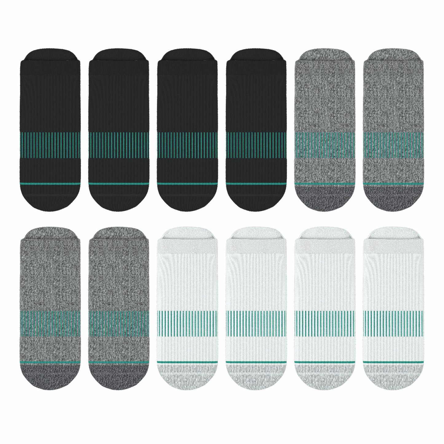 Shinesty Black, Gray and White Heel Hammock™ Ankle Socks 12 Pack - The Staple