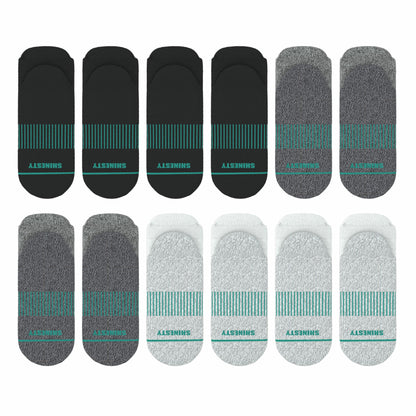 Shinesty Black, Gray and White Heel Hammock™ Ankle Socks 12 Pack - The Staple