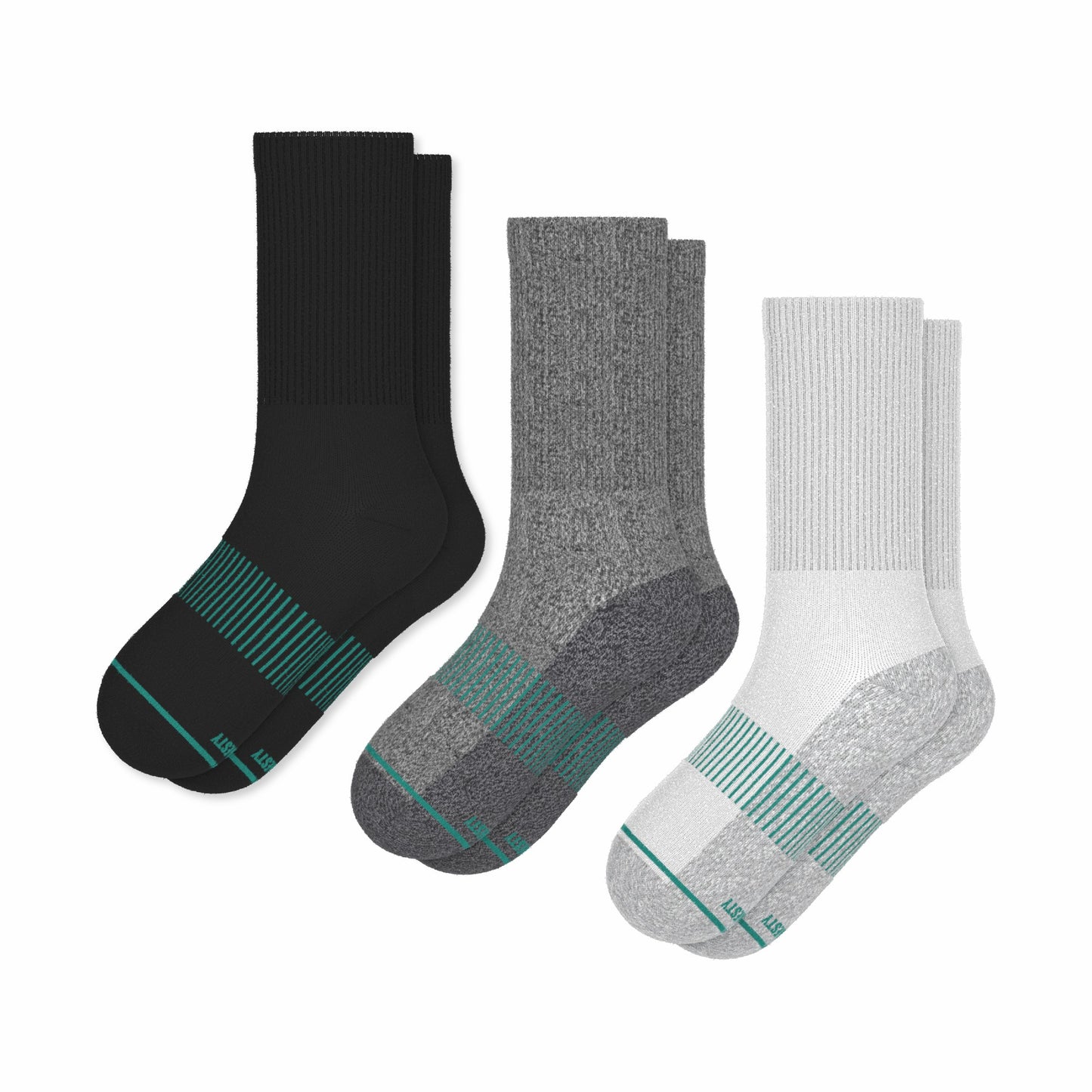 Shinesty Black Gray and White Heel Hammock™ Crew Socks 3 Pack - The Staple
