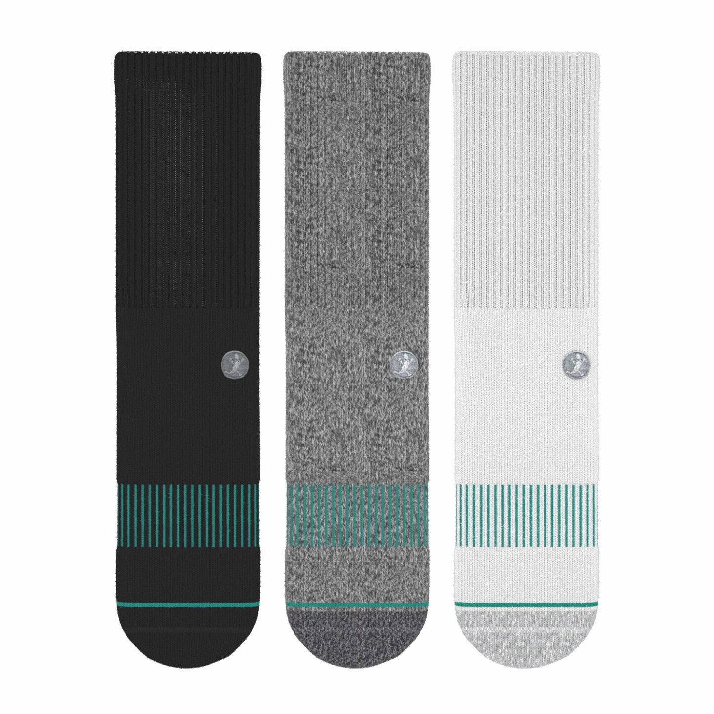 Shinesty Black Gray and White Heel Hammock™ Crew Socks 3 Pack - The Staple