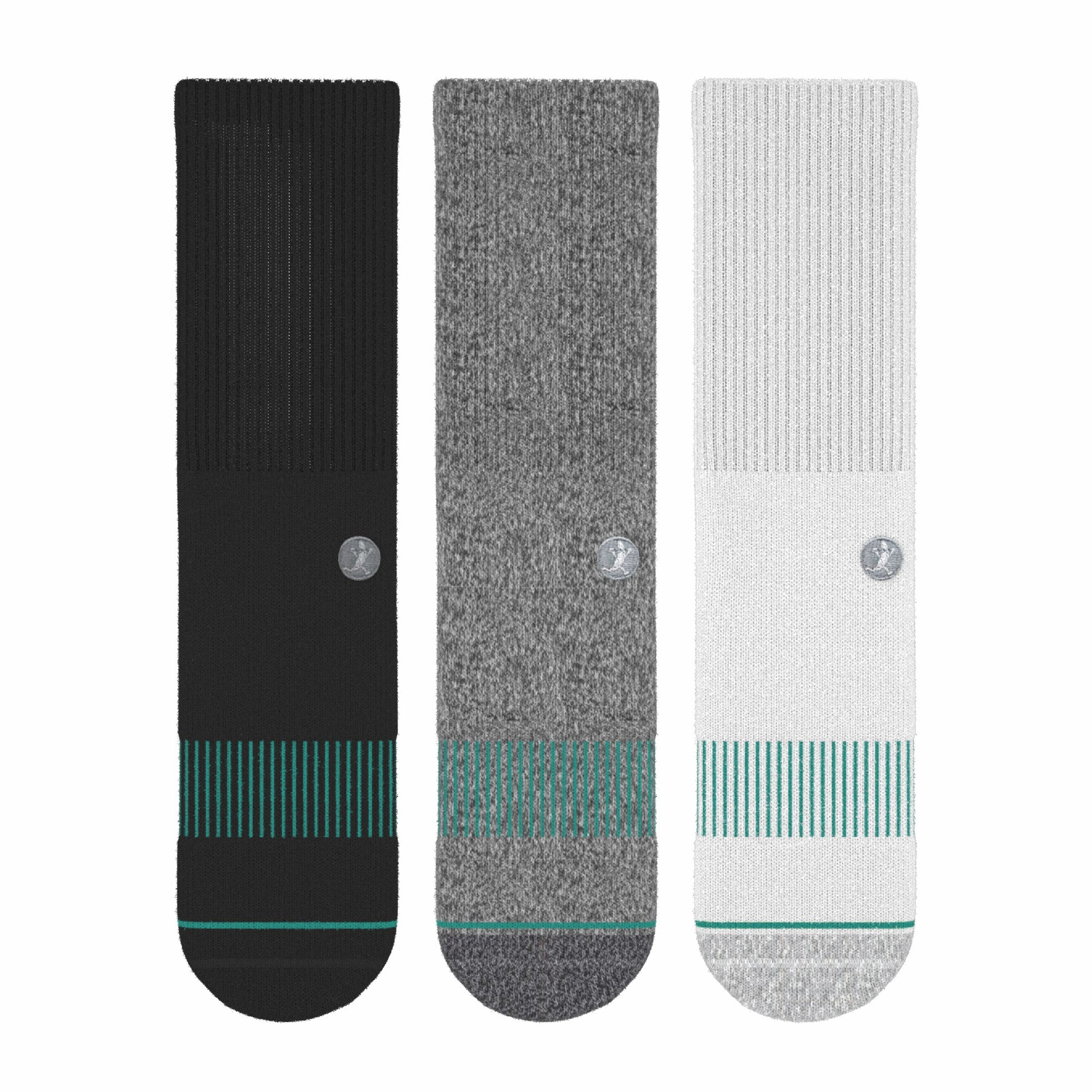 Shinesty Black Gray and White Heel Hammock™ Crew Socks 3 Pack - The Staple