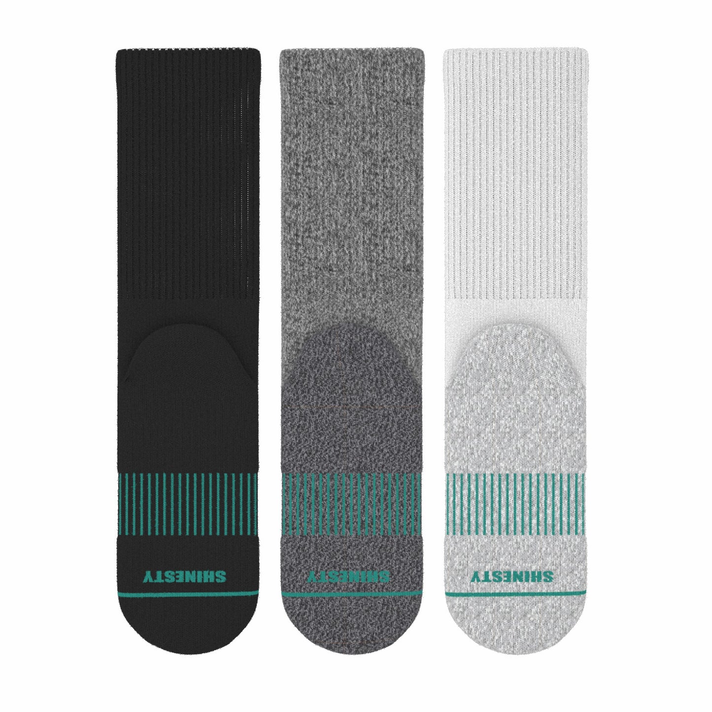 Shinesty Black Gray and White Heel Hammock™ Crew Socks 3 Pack - The Staple