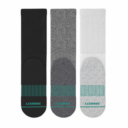 Shinesty Black Gray and White Heel Hammock™ Crew Socks 3 Pack - The Staple