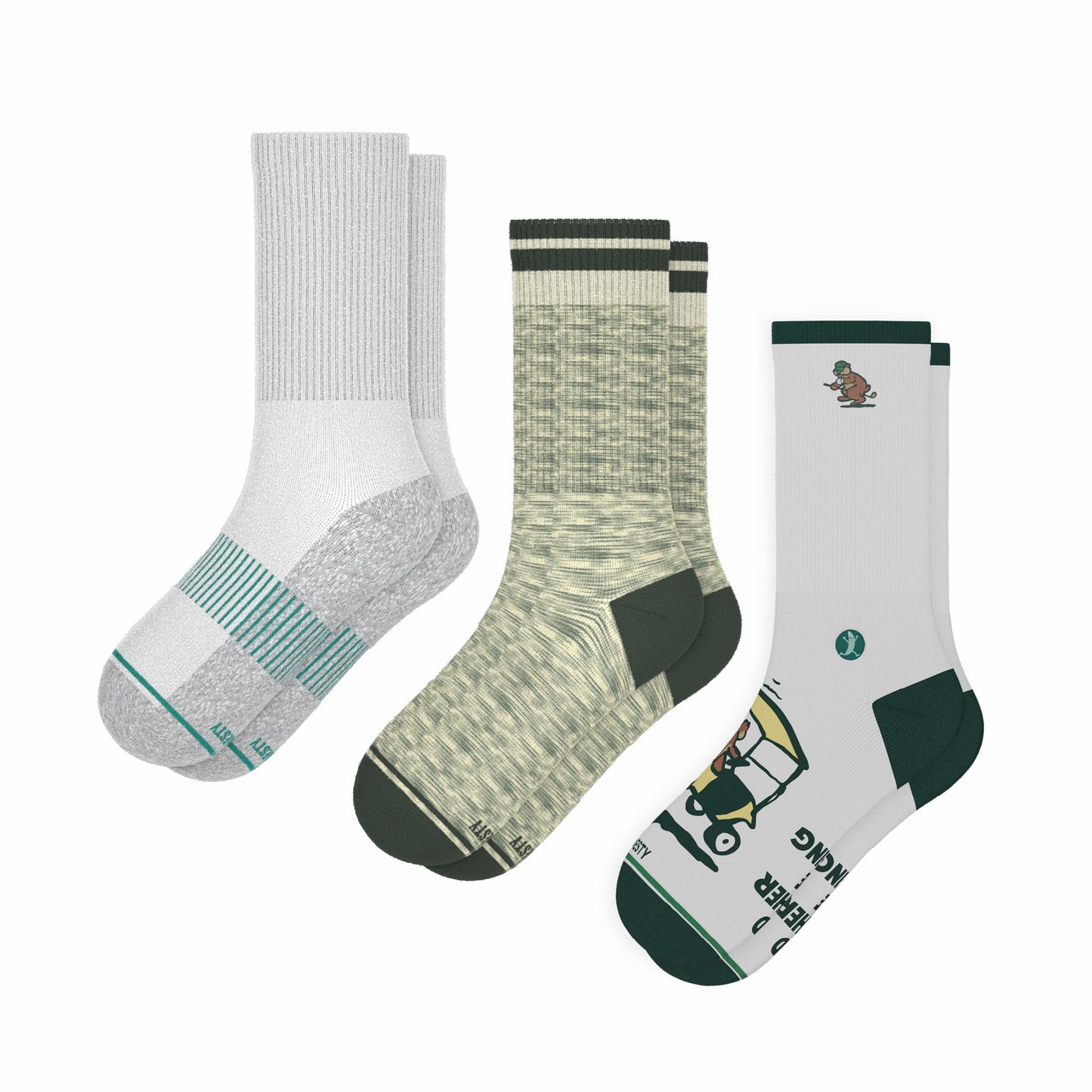 Shinesty Heel Hammock™ Super Stupid-Soft™ Crew Socks 3 Pack - Golfing Gopher