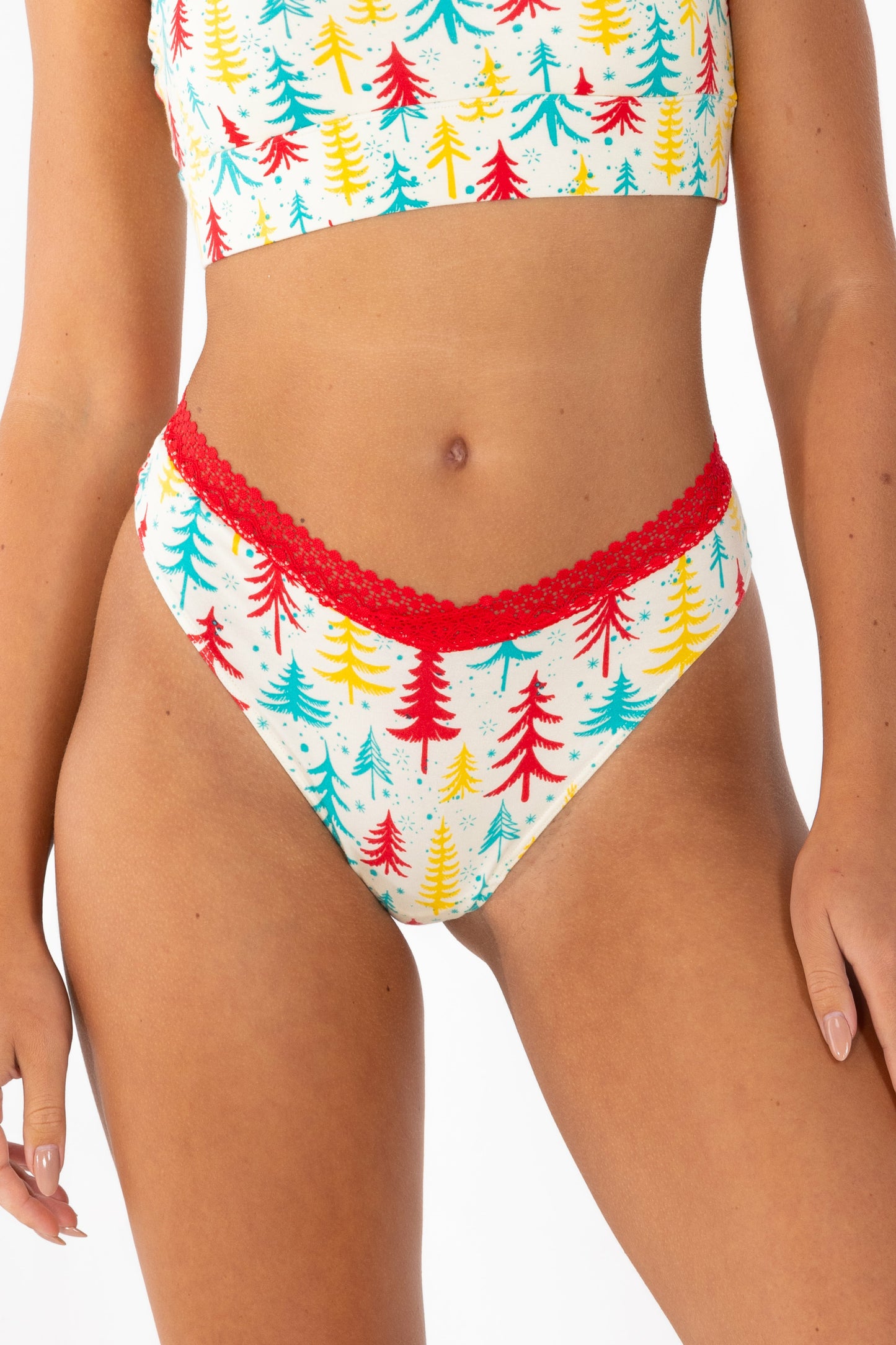 Shinesty Lace Trim Cheeky - Retro Christmas Trees