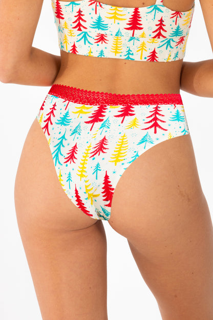 Shinesty Lace Trim Cheeky - Retro Christmas Trees