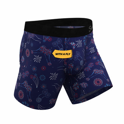 Shinesty Ball Hammock® Pouch Underwear With Fly - Naughty Fireworks