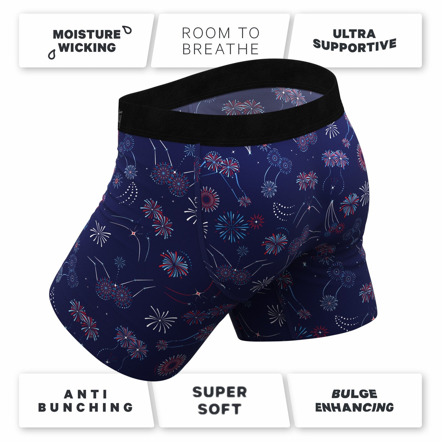 Shinesty Ball Hammock® Pouch Underwear With Fly - Naughty Fireworks