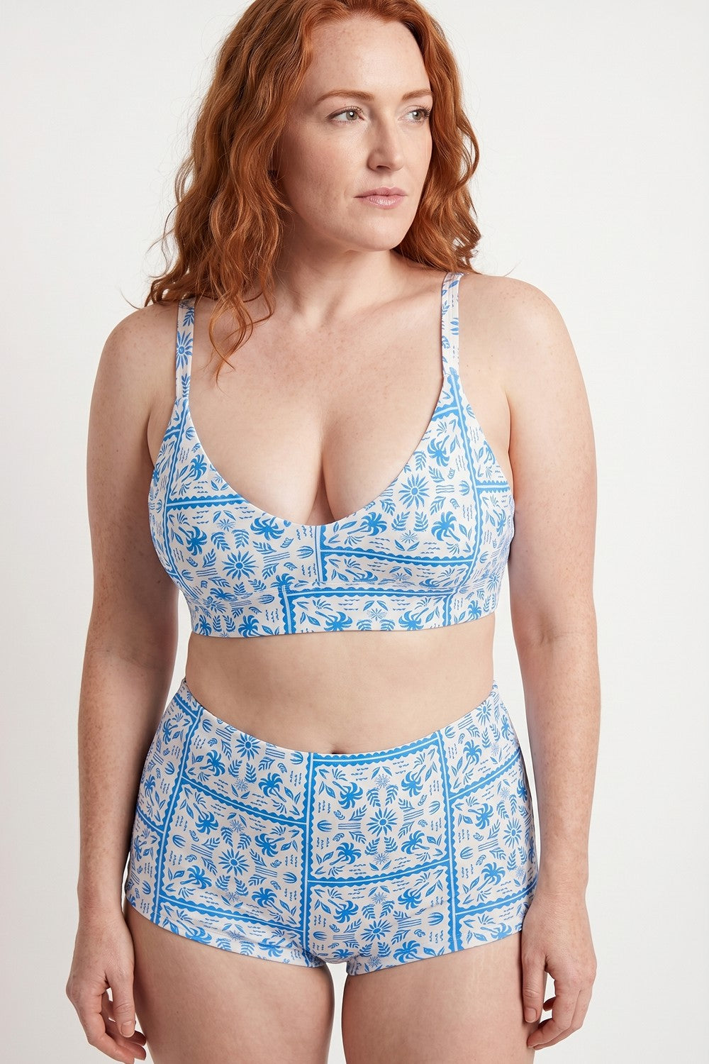 Shinesty Supportive Wireless Plunge Bralette - Blue Tile