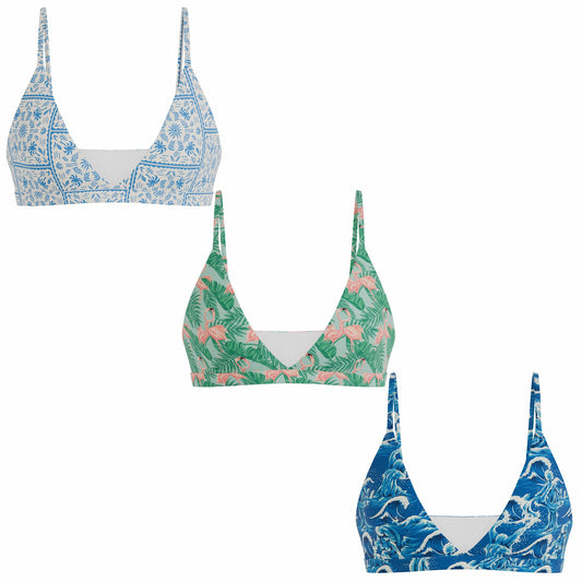 Shinesty Wireless Triangle Bralette 3 Pack - Summer Vibes