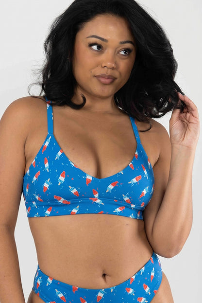 Shinesty Supportive Wireless Plunge Bralette - USA Popsicle