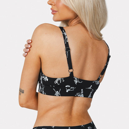 Shinesty Supportive Wireless Plunge Bralette - Glow In The Dark Skeletons
