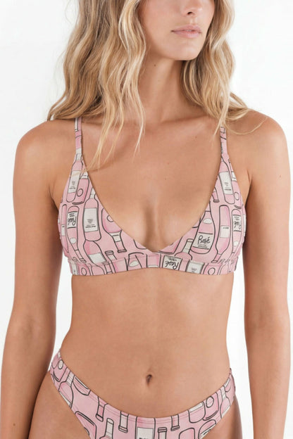 Shinesty Wireless Triangle Bralette - Rosé Wine