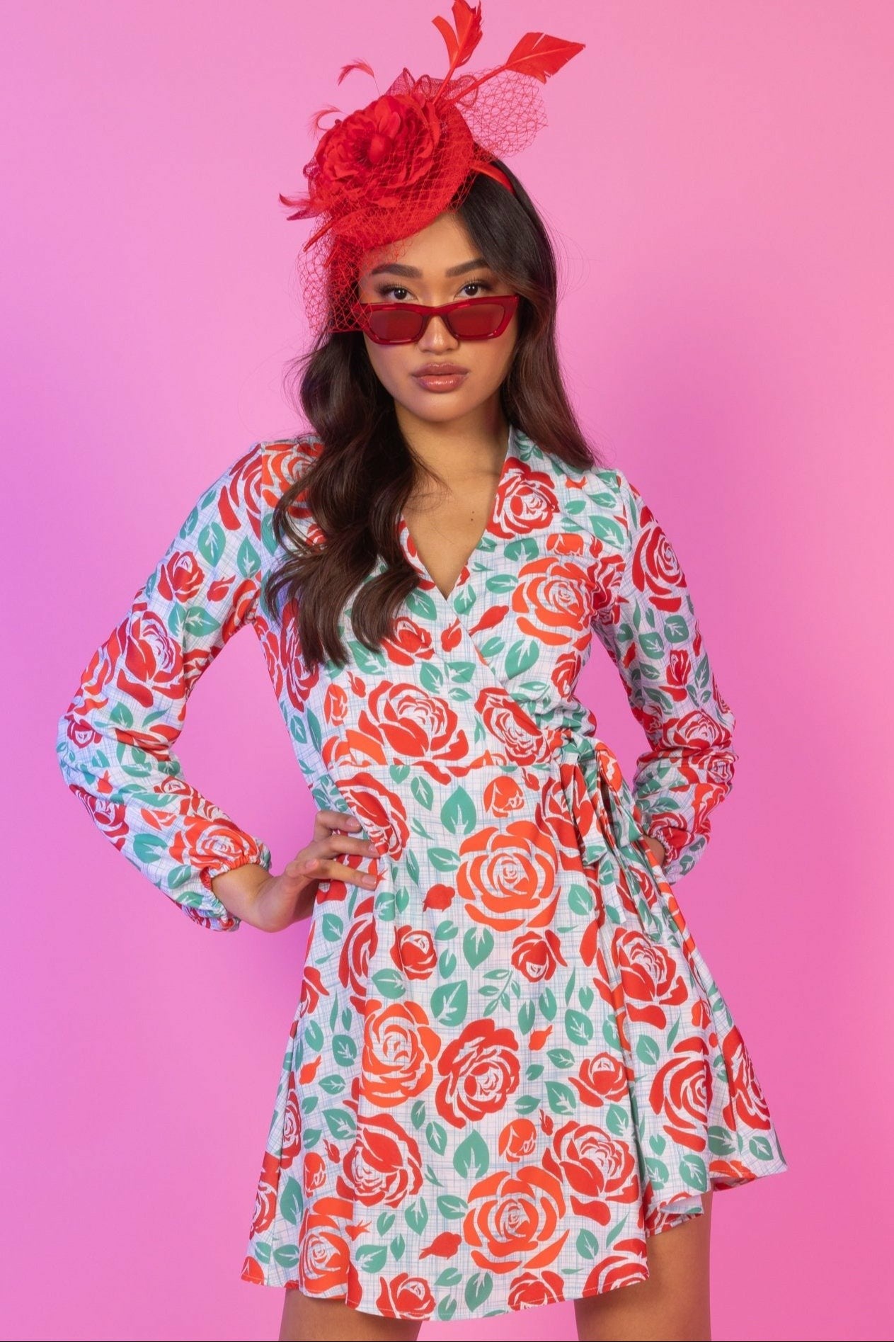 Shinesty Wrap Dress - Derby Roses