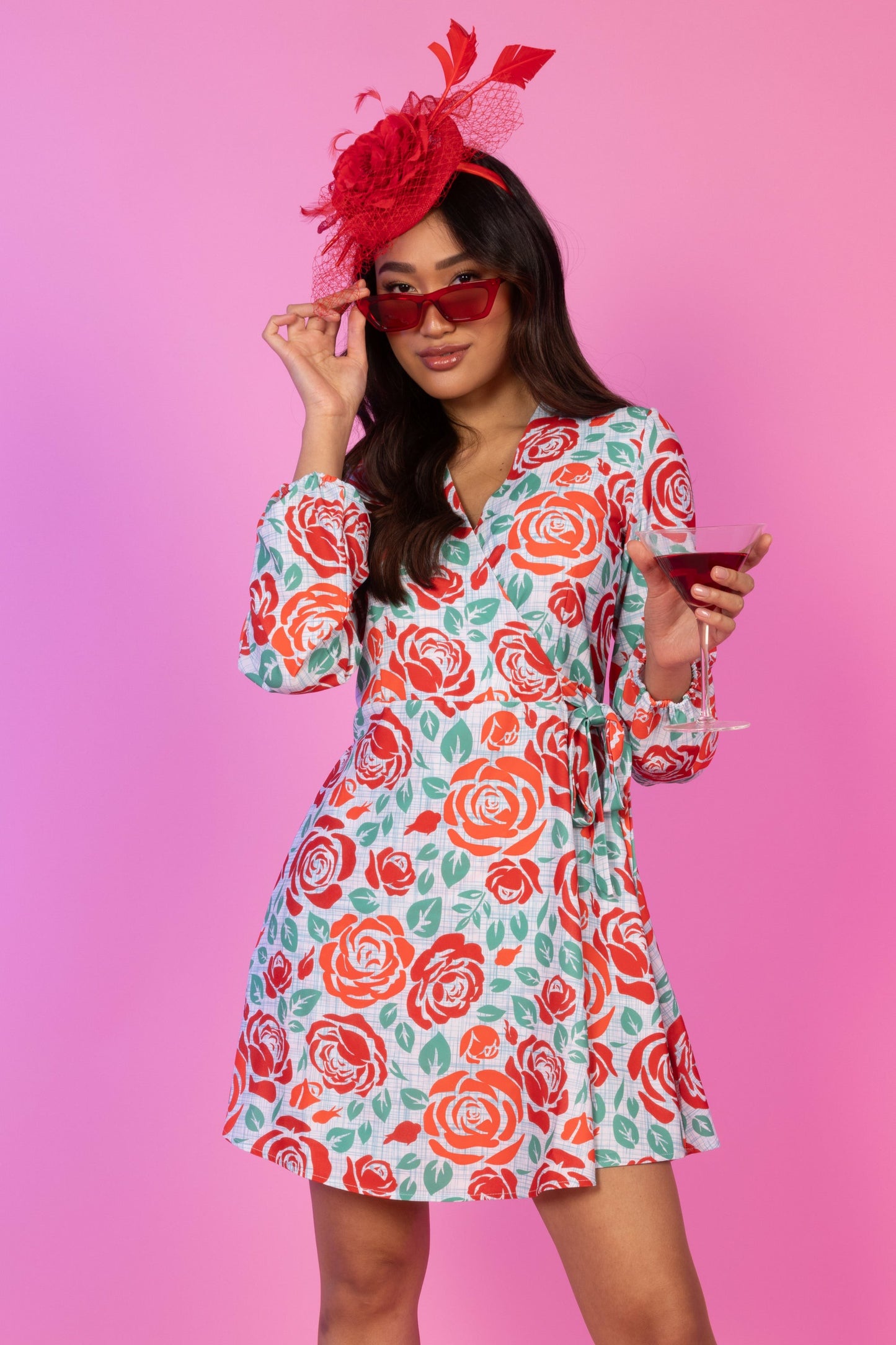 Shinesty Wrap Dress - Derby Roses